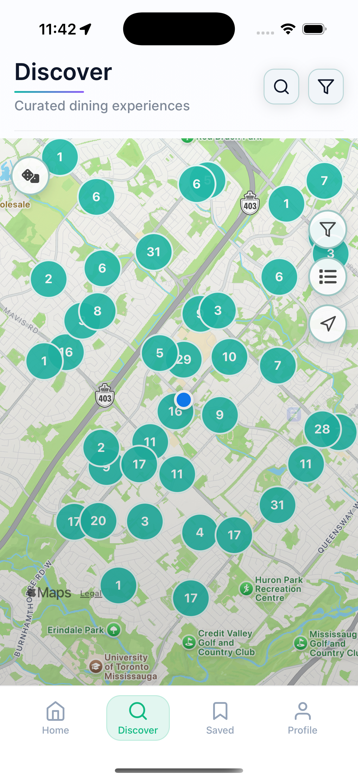 Map of GTA showing halal restaurants